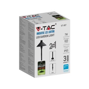 Słupek Ogrodowy V-TAC 7W SAMSUNG CHIP 2w1 Czarny VT-907 3000K 420lm 3 Lata Gwarancji