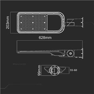 Oprawa Uliczna LED V-TAC SAMSUNG CHIP z regulacją i czujnikiem światła 150W 120Lm/W VT-169ST-S 4000K 16500lm 5 Lat Gwarancji
