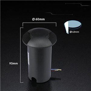 Oprawa gruntowa ogrodowa najazdowa V-TAC 1W LED czarna 2-stronna IP67 VT-1161 6400K 50lm