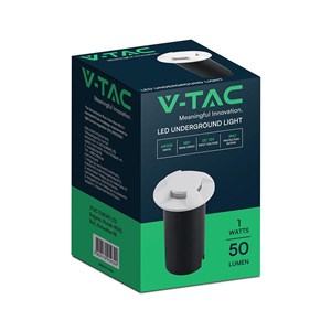 Oprawa gruntowa ogrodowa najazdowa V-TAC 1W LED biała 4-stronna IP67 VT-1171 6400K 50lm
