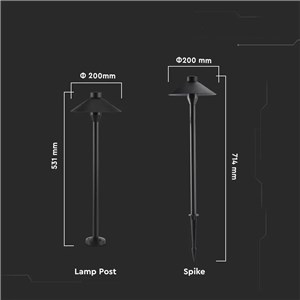 Słupek Ogrodowy V-TAC 7W SAMSUNG CHIP 2w1 Czarny VT-907 3000K 600lm 3 Lata Gwarancji