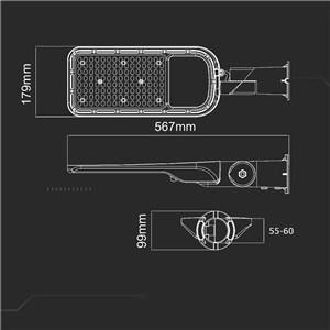 Oprawa uliczna LED V-TAC SAMSUNG CHIP z regulacją i czujnikiem światła 100W 115Lm/W VT-139ST-S 4000K 11500lm 5 lat gwarancji
