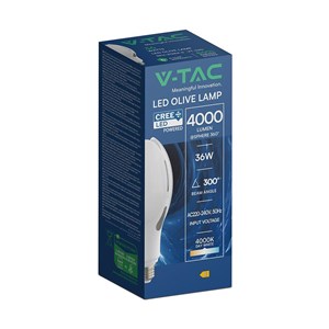 Żarówka LED V-TAC CREE CHIP 36W E27 110Lm/W VT-240 4000K 4000lm 6 lat gwarancji