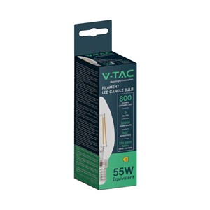 Żarówka LED V-TAC 6W filament E14 świeczka VT-2327 3000K 800lm