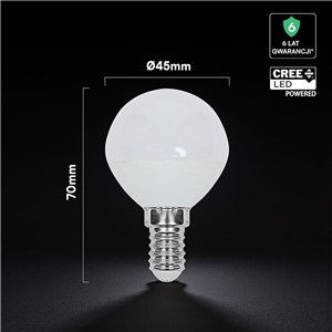 Żarówka LED V-TAC CREE CHIP 3,7W E14 kulka P45 VT-1819 6500K 320lm 6 lat gwarancji
