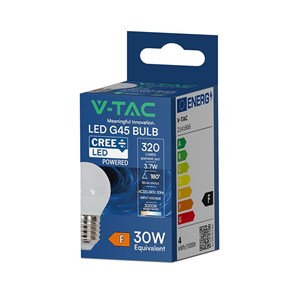 Żarówka LED V-TAC 3,7W CREE CHIP E27 kulka G45 VT-1830 3000K 320lm 6 lat gwarancji