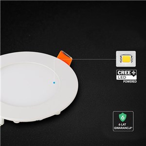 Panel wpuszczany downlight V-TAC PRO SLIM 6W LED CREE CHIP okrągły 120x12mm CCT VT-607CCT 3000K-4000K-6500K 480lm 6 lat gwarancji