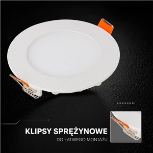 Panel wpuszczany downlight V-TAC PRO SLIM 6W LED CREE CHIP okrągły 120x12mm CCT VT-607CCT 3000K-4000K-6500K 480lm 6 lat gwarancji