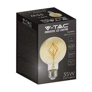 Żarówka LED V-TAC 4W Filament E27 Kula Glob G80 Bursztyn 80x120mm VT-2004-N 2200K 400lm