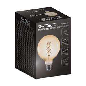 Żarówka LED V-TAC 4,8W filament E27 kula glob G125 bursztyn 125x173mm VT-2085 2200K 300lm