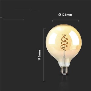 Żarówka LED V-TAC 6W filament E27 kula glob G125 bursztyn 125x173mm VT-2126 1800K 400lm