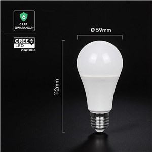 Żarówka LED V-TAC CREE CHIP 10,5W E27 A60 VT-2112 3000K 1055lm 6 lat gwarancji