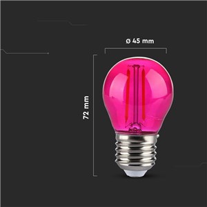 Żarówka LED V-TAC 2W Filament E27 Kulka G45 Kolor VT-2132 Kolor Różowy 60lm