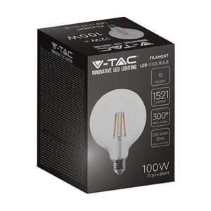 Żarówka LED V-TAC 12W Filament E27 Kula Glob G125 VT-2143 3000K 1521lm