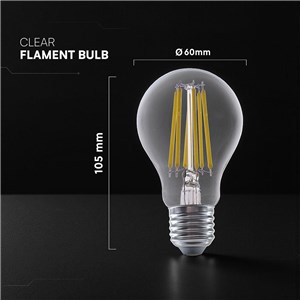 Żarówka LED V-TAC 12W filament E27 A60 (opak. 3szt) VT-2133 3000K 1521lm