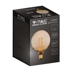 Żarówka LED V-TAC 4W edison retro E27 G125 bursztynowa 125x164mm VT-2195 1800K 200lm