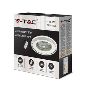 Wentylator Sufitowy V-TAC 45W LED Pilot RF CCT Szary VT-5022 3000lm