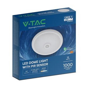 Plafon LED V-TAC CREE CHIP 12W czujnik ruchu VT-13 4000K 900lm 6 lat gwarancji