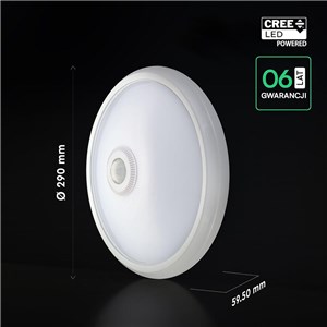 Oprawa sufitowa plafoniera V-TAC 12W LED CREE CHIP czujnik ruchu VT-13 6400K 1000lm 6 lat gwarancji