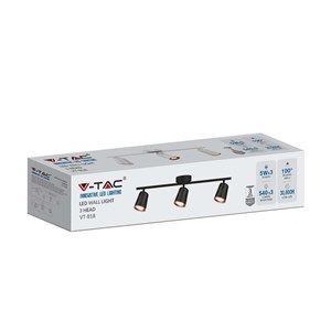 Oprawa sufitowa listwa V-TAC 15W LED czarna VT-818 3000K 1620lm 3 lata gwarancji