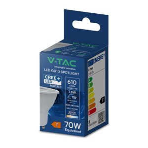 Żarówka LED V-TAC CREE CHIP GU10 7,5W 110st VT-292 3000K 610lm 6 lat gwarancji