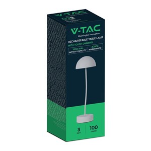 Lampka Biurkowa Nocna V-TAC 3W LED 36cm Ładowanie Ściemnianie Biała VT-7574 3000K 100lm