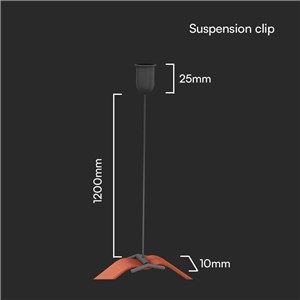 Mocowanie Sufitowe z przewodem i rozetą 40x1200mm Szynosystem Taśmowy 48V V-TAC Czarne 3 Lata Gwarancji