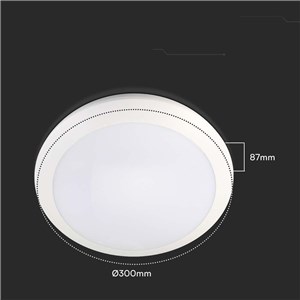 Plafon V-TAC 20W LED Okrągły IP44 Czujnik Ruchu Mikrofalowy IK10 30cm Biały VT-8222 3000K-4000K-6000K 1800lm 5 Lat Gwarancji