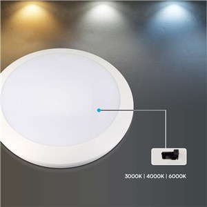 Plafon V-TAC 20W LED Okrągły IP44 Czujnik Ruchu Mikrofalowy IK10 30cm Biały VT-8222 3000K-4000K-6000K 1800lm 5 Lat Gwarancji