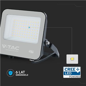 Projektor LED V-TAC CREE CHIP 50W 135lm/W czarna obudowa szare szkło IP65 VT-4455 3000K 6750lm 6 lat gwarancji