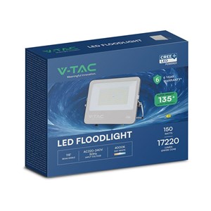 Projektor LED V-TAC CREE CHIP 150W 135lm/W przewód 1m IP65 VT-44153 4000K 17220lm 5 lat gwarancji