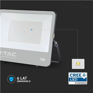 Projektor LED V-TAC CREE CHIP 300W 135lm/W czarna obudowa przewód 1m IP65 VT-44003 6500K 40500lm 6 lat gwarancji