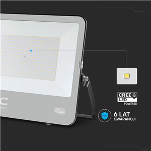 Projektor LED V-TAC CREE CHIP 200W 135lm/W czarna obudowa przewód 1m IP65 VT-44201 4000K 27000lm 6 lat gwarancji