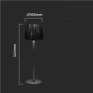 Lampka biurkowa nocna V-TAC 2,7W LED 34cm ładowanie USB ściemnianie czarna VT-7967 3000K-6000K 110lm