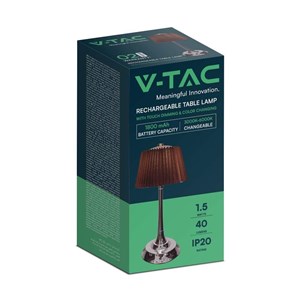 Lampka stołowa nocna V-TAC 1,5W LED 28cm ładowanie USB ściemnianie brąz VT-7968 3000K-6000K 40lm