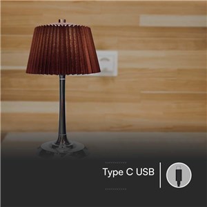 Lampka stołowa nocna V-TAC 1,5W LED 28cm ładowanie USB ściemnianie brąz VT-7968 3000K-6000K 40lm