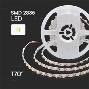 Taśma LED V-TAC SMD2835 z soczewkami 170st 240LED 24V 16.5W/m VT-2835 6500K 800lm