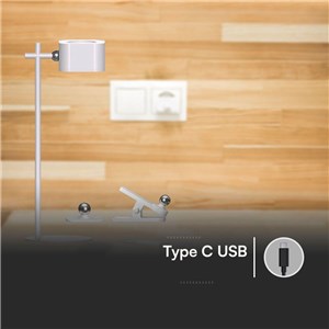 Lampka biurkowa V-TAC 4w1 35cm kinkiet klips latarka 3W LED CCT biała VT-10115 3000K-6000K 300lm