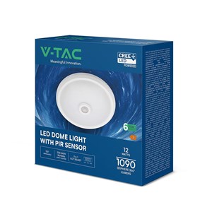 Oprawa sufitowa plafoniera LED V-TAC CREE CHIP 12W 29cm czujnik ruchu CCT okrągły biały VT-13CCT 3000K-4000K-6000K 1090lm 6 lat gwarancji