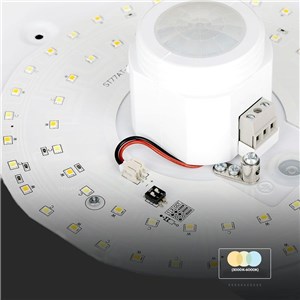 Plafon LED V-TAC SAMSUNG CHIP 12W 29cm Czujnik Ruchu CCT Okrągły Biały VT-13CCT 3000K-4000K-6000K 900lm 5 Lat Gwarancji