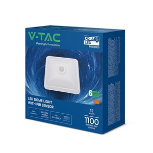 Oprawa sufitowa plafoniera V-TAC 12W LED CREE CHIP 25x25cm czujnik ruchu CCT kwadratowy biały VT-81003 3000K-4000K-6500K 1100lm 6 lat gwarancji