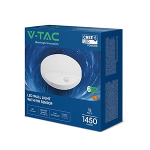 Oprawa sufitowa plafoniera V-TAC 15W LED LED V-TAC CREE CHIP czujnik ruchu CCT okrągły biały IP44 VT-81004 3000K-4000K-6000K 1450lm 6 lat gwarancji
