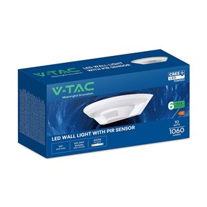 Plafoniera V-TAC 10W LED V-TAC CREE CHIP czujnik ruchu biały IP54 VT-81005 4000K 1060lm 6 lat gwarancji