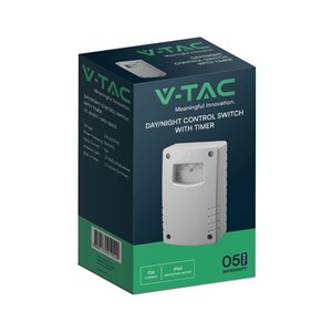 Czujnik Zmierzchu Światła z Timerem V-TAC 10A 2400W 3-500LUX IP65 VT-81007 5 Lat Gwarancji