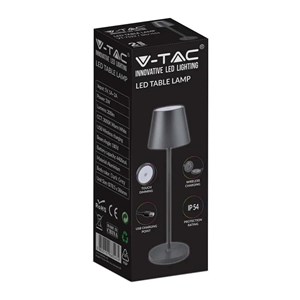 Lampka Biurkowa Nocna V-TAC 1,5W LED Ładowanie Ściemnianie IP54 Czarna VT-7997 3000K 150lm