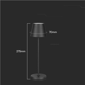 Lampka Biurkowa Nocna V-TAC 1,5W LED Ładowanie Ściemnianie IP54 Czarna VT-7997 3000K 150lm