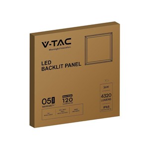 Panel LED V-TAC 36W 600x600 LED Backlight Hermetyczny IP65 120Lm/W VT-6235 6500K 4320lm 5 Lat Gwarancji