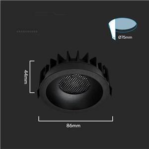 Oprawa V-TAC LED Downlight 12W BRIDGELUX CHIP CCT Czarna Raster Antyolśnieniowy Plaster Miodu VT-17012 3000K-4000K-6400K 1180lm