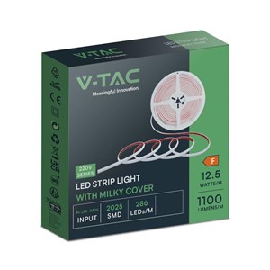 Taśma LED V-TAC Bezpunktowa COB 286LED/m 230V 12,5W/m Rolka 5mb VT-2025 286-5M 3000K 1100lm