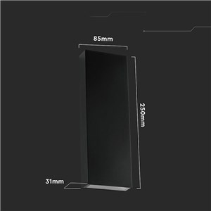 Kinkiet Ścienny V-TAC 8W LED Czarny IP65 85x250mm VT-91008 4000K 1120lm